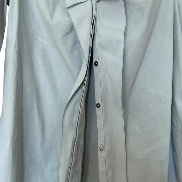 Piazza Sempione Light Blue Ruffle Button Down Shirt Blouse Made in Italy Sz M/8 - Picture 7 of 16